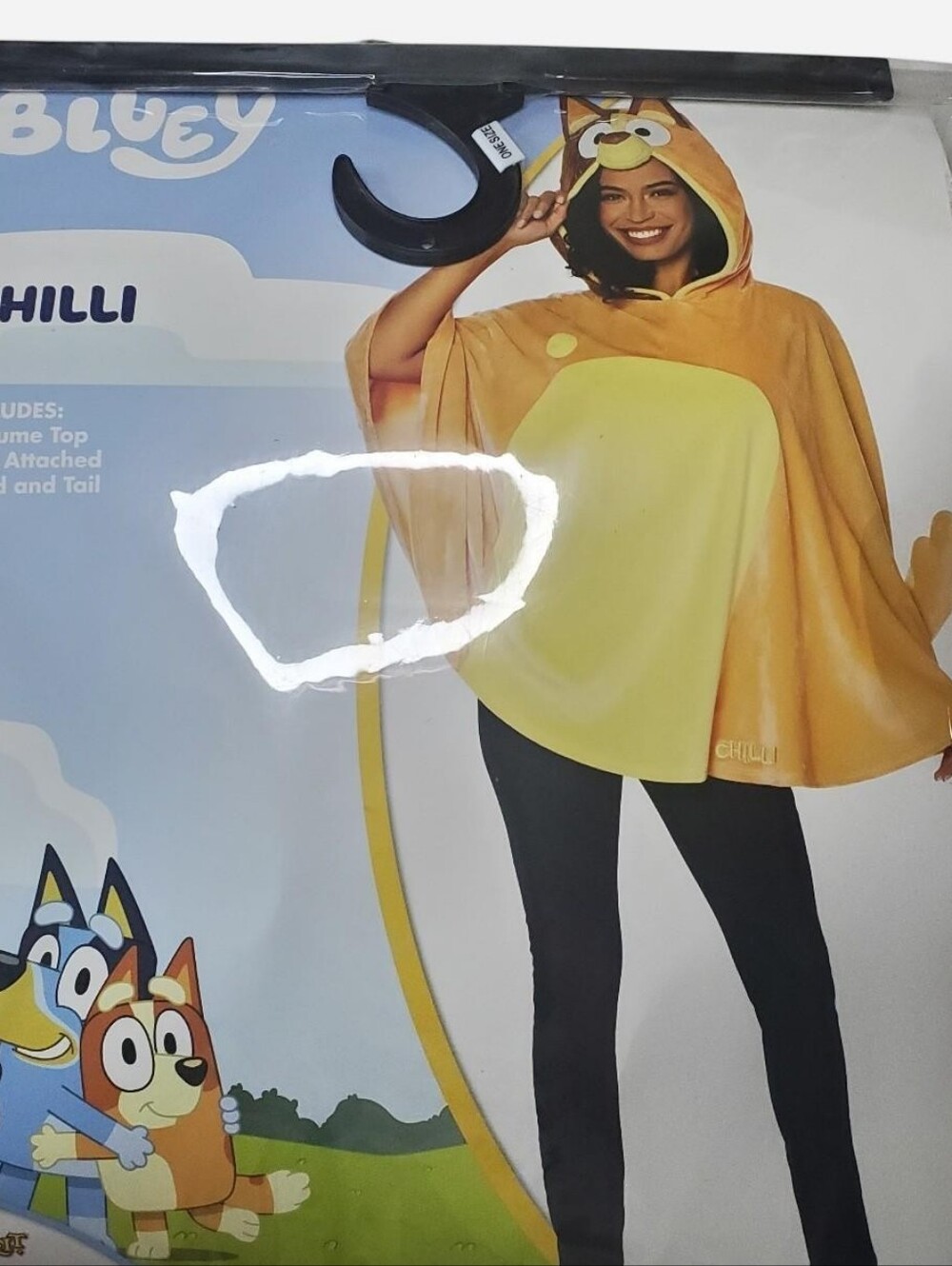 Spirit Bluey Chilli Costume Womens One Size Fits Most Orange Yellow Hooded NWOT
